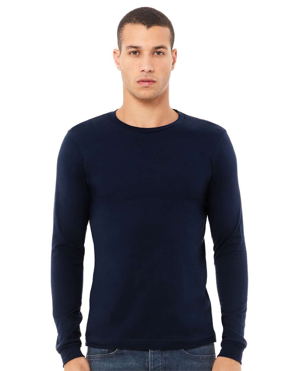 BELLA+CANVAS Long Sleeve Heavy Cotton Jersey Tee for Everyday Wear, Layering & Custom Printing Unisex Crewneck Shirt